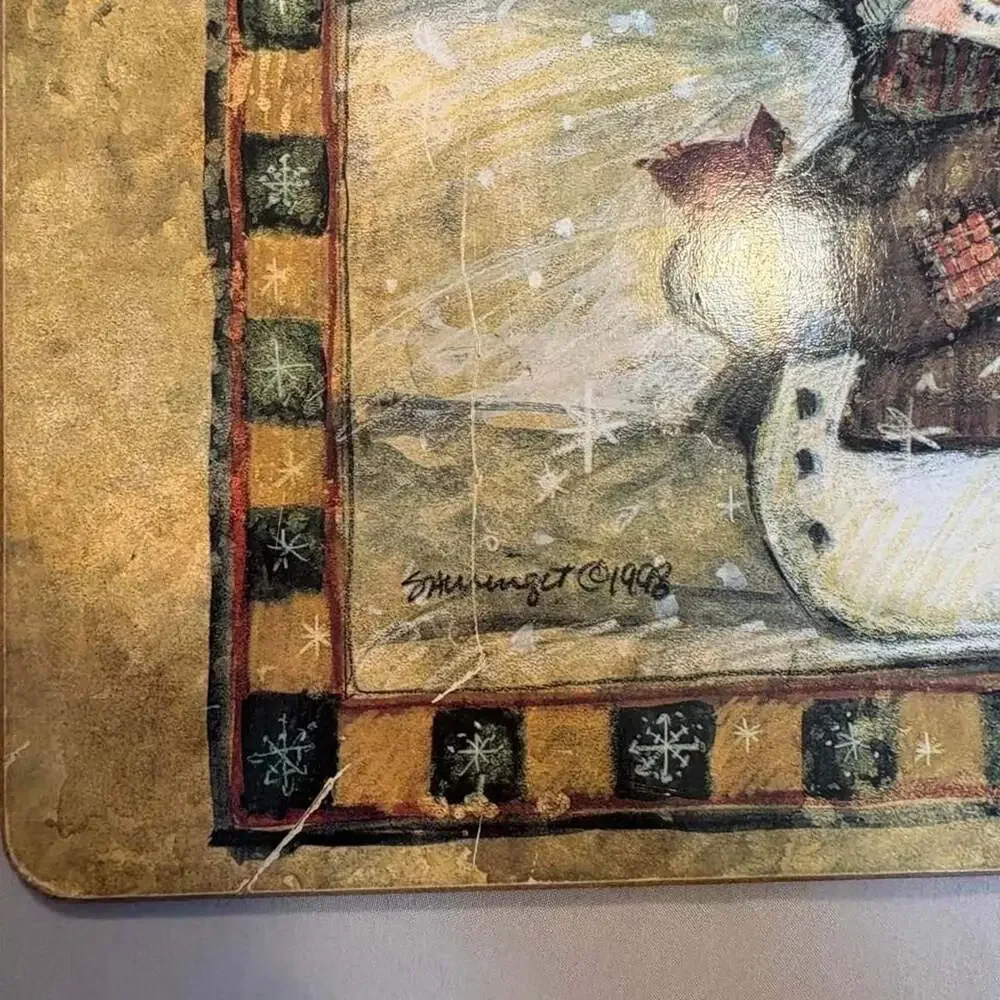 Jill Shingler 1998 Snowmen Christmas Cork-Backed Placemat